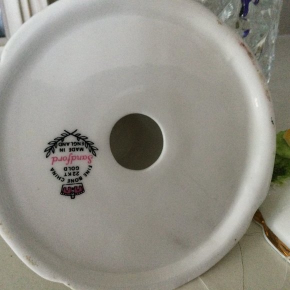 Vintage 22 KT Gold Trim Candle Holders England - Picture 3 of 6